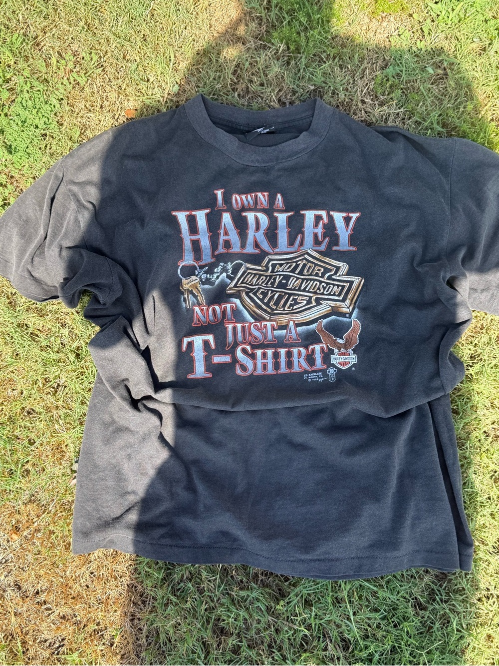 Harley-Davidson Black Graphic Tee with Red & Gold Accents